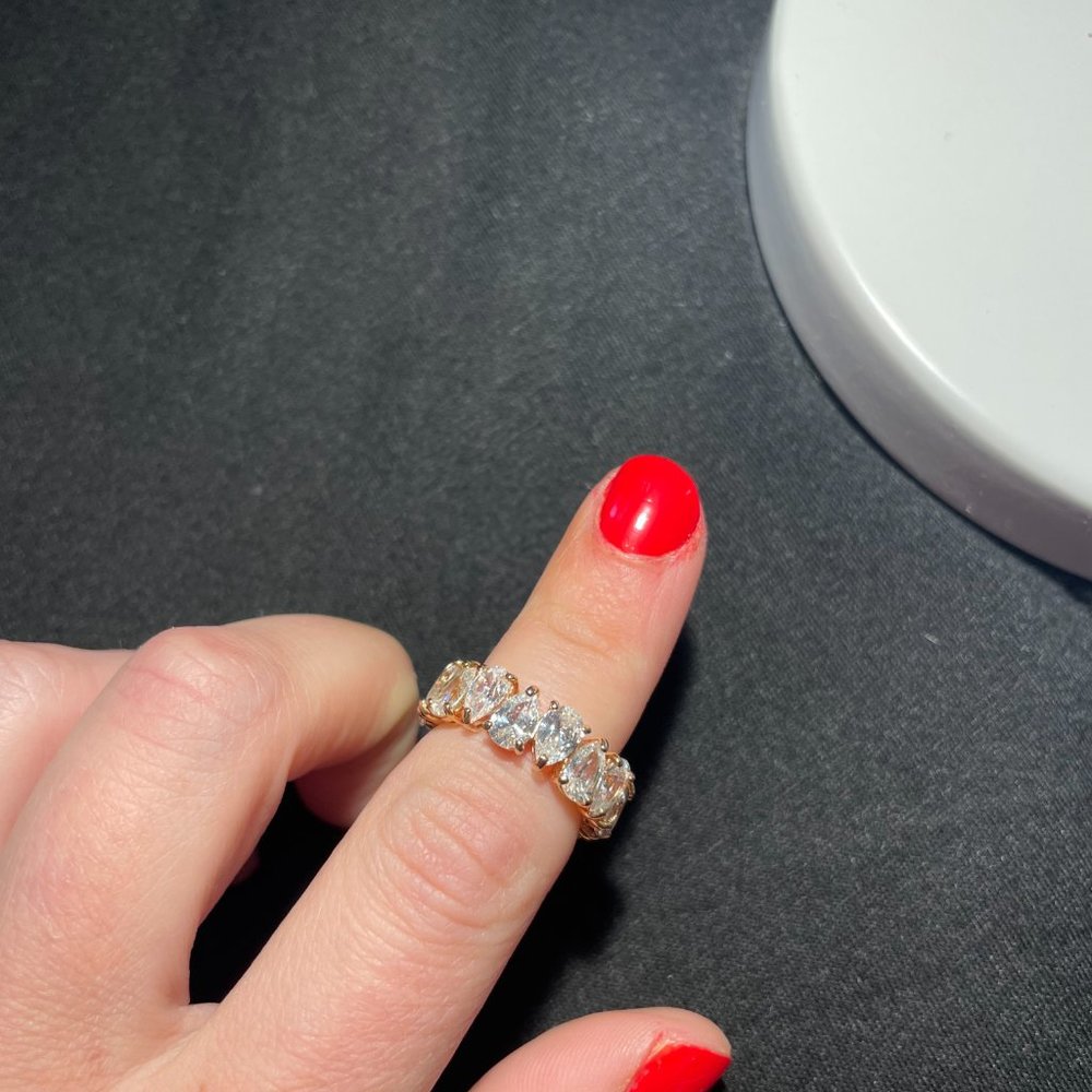 Swarovski Crystal Pear Cut Band Ring Sz 5